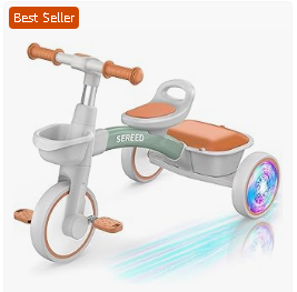 Best Kids Tricycles of Top Brands - Baby Bicycles or Kids Tricycles or SEREED Colorful Lighting Toddler Tricycle for 2-5 Years Old Boys Girls, Adjustable Seat & Handlebar Trike