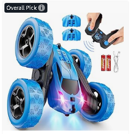 Kids Electric Vehicles - Remote Control Car, RC Cars Toys for Kids Ages 6-12, 4WD Stunt Car with LED Lights & 360° Flips