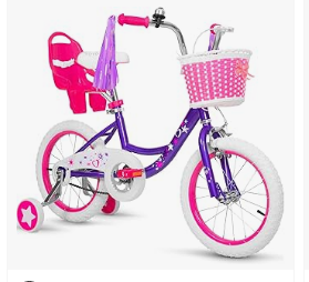 Baby Bicycles - WEIZE Girls Bike for 3-7 Years Old Kids, 14 16 Inch Kids Bike with Training Wheels, Streamers, Basket and Doll Seat