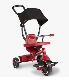 Pedal Vehicles - Radio Flyer Pedal & Push 4-in-1 Stroll ' N Trike®, Red Tricycle, for Toddlers Ages 1-5 (Amazon Exclusive),