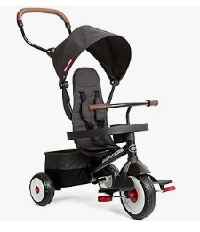 Pedal Vehicles - Radio Flyer Premium Stroll 'N Trike, Black Baby Trike for Ages 1-5 Years,