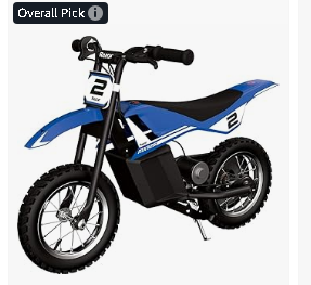 Kids Cruiser Bike - Razor MX125 Dirt Rocket Electric-Powered Bike with Authentic Motocross Geometry, Rear-Wheel Drive