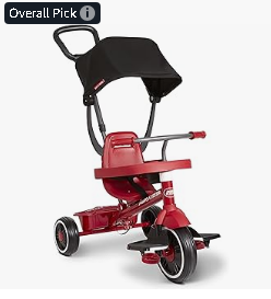 Radio Flyer Tricycle - Radio Flyer Pedal & Push 4-in-1 Stroll ' N Trike®, Red Tricycle, for Toddlers Ages 1-5 (Amazon Exclusive)