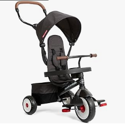 Radio Flyer Tricycle - Radio Flyer Premium Stroll 'N Trike, Black Baby Trike for Ages 1-5 Years, Premium Baby Tricycle