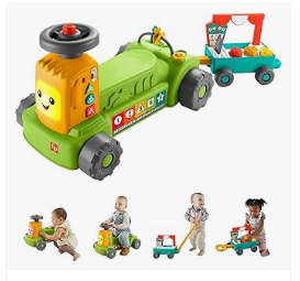 Fisher-Price Tricycle - Fisher-Price Baby to Toddler Toy Laugh & Learn 4-in-1 Farm to Market Tractor Ride On with Pull Wagon