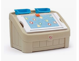 Step2 Water Table - Step2 Indoor-Outdoor Toys - Step2 2-in-1 Toy Box & Art Lid, Kids Toy Storage Bin & Organizer, Easel & Chest in One,