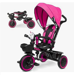 KRIDDO Balance Bike - KRIDDO 7-in-1 Tricycle Stroller for Toddlers 18 Months to 5 Years, Adjustable Push Handle