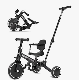 Best Kids Tricycles of Top Brands - Baby Bicycles or Kids Tricycles or XJD Toddler Bike, 6 in 1 Folding Toddler Tricycle for 1-4 Year Old with Push Handle
