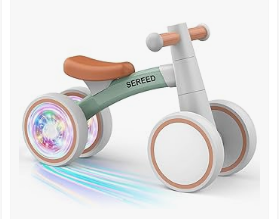 Balance Bike for Kids and Baby Bicycles - Baby Bicycles or SEREED Colorful Lighting Baby Balance Bike, Toys for 1 Year Old Boys Girls, 12-24 Month Toddler Balance Bike with 4 Silence