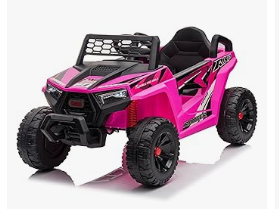 Kids Electric Vehicles - TOBBI 12V Kids Ride on Car, Electric Off-Road UTV Truck with Diverse Functions, Double Open Doors, Safety Belt, Horn, Music