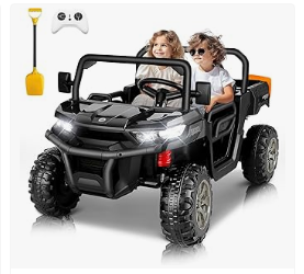 Kids Electric Vehicles - 24V Kids Ride On Dump Truck with Electric Dump Bed and Shovel, 2 Seater Power Wheels 24V w/Parent Remote Control