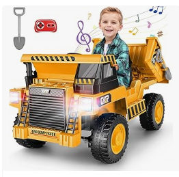 Kids Electric Vehicles - Ride on Dump Truck for Kids, Electric Cars with Remote Control, Dump Bed, Shovel