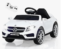 Kids Electric Vehicles - INFANS 12V Electric Kids Ride On Car, Licensed Mercedes Benz GLA45 Toy Car with Remote Control, MP3 Plug, USB, 2 Speeds