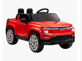 Kids Electric Vehicles - 12V Kids Ride on Truck, Chevrolet Silverado EV RST Licensed Electric Car with Parent Remote Control