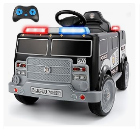Kids Electric Vehicles - ELEMARA 12V Ride on Police Car, Electric Ride on Truck for Kids, Battery Powered Toddler Car Ride On Toy w/Parent Remote Control