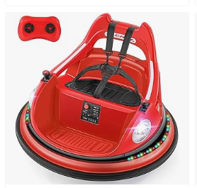 Kids Electric Vehicles - ELEMARA Kids Bumper Car, 1.9mph Max, 12V Electric Car for Toddlers, 360° Spin Bumping Car with Music, 5 Lighting Mode