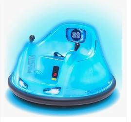 Kids Electric Vehicles - 6V Blue Glow Bumper Car for Kids – LED Ride-On Toy with 360° Spin, Rechargeable Battery, and Soft Rubber Bumpers-safe