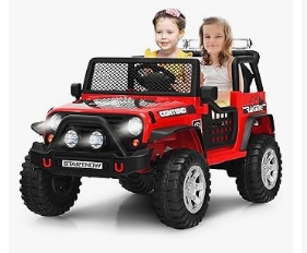 Kids Electric Vehicles - 2-Seater Ride on Truck, 12V Battery Powered Electric Vehicle w/Remote Control, 2 Speeds, Spring Suspension