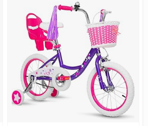 Baby Bicycles - WEIZE Girls Bike for 3-7 Years Old Kids, 14 16 Inch Kids Bike with Training Wheels, Streamers, Basket and Doll Seat