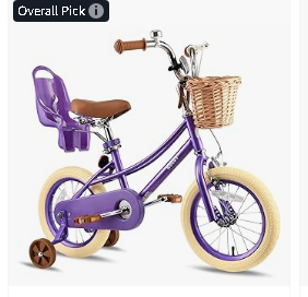 Baby Bicycles - RULLY Donna Kids Bike for Girls Ages 2-7 Years, 12 14 16 Inch Princess Girls Bicycle with Doll Bike Seat