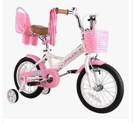 Baby Bicycles - RULLY Kids Bike 12 14 16 inch for 2-7 Years Girls with Training Wheels & Front Handbrake