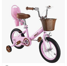 Baby Bicycles - RULLY Retro Kids Bike with Training Wheels & Basket for 2-12 Years Old Girls & Boys, 12" 14" 16" Kids Bike with Doll Seat