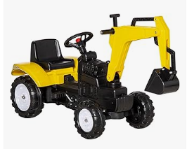 Pedal Vehicles - Aosom Kids Ride On Excavator, Pedal Digger, Construction Truck with Horn for Kids and Toddlers 3+, Yellow