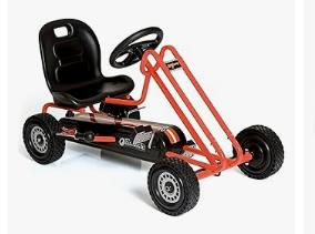 Pedal Vehicles - Hauck Kids Pedal Go Kart, 4 Wheel Bike Cart, Ages 4-8, Lightning Ride, Orange