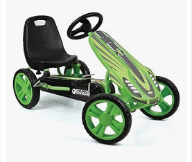 Pedal Vehicles - Hauck Speedster Pedal Go-Kart for Kids Ages 4-8 with Adjustable Bucket Seat, Large Front Plate, Handbrake, and EVA Plastic