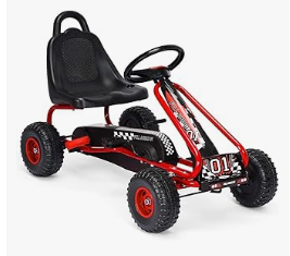 Pedal Vehicles - HONEY JOY Go Kart for Kids, 4 Wheel Pedal Powered Go Cart with Steering Wheels & Adjustable Seat, Safety Hand Brake, Non-Slip Tires