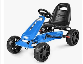 Pedal Vehicles - HONEY JOY Pedal Go Kart, 4-Wheel Off Road Pedal Car w/Handbrake & Clutch, 2-Position Adjustable Seat, Ride On Go Cart for Kids