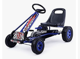 Pedal Vehicles - Costzon Go Kart for Kids, 4 Wheel Off-Road Pedal Go Cart w/Adjustable Seat, Steering Wheel, 2 Safety Brakes, EVA Rubber Tires
