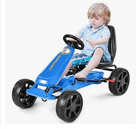 Pedal Vehicles - Costzon Go Kart, 4 Wheel Powered Ride On Toy, Outdoor Racer Pedal Car with Clutch, Brake, EVA Tires, Adjustable Seat