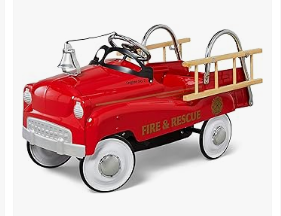 Pedal Vehicles - Kid Trax Fire Truck Pedal Car for Toddlers, Ages 3-5, Easy Assembly, Durable Steel, Indoor/Outdoor Ride-On, 60lbs Max, Classic Style