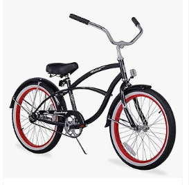 Kids Cruiser Bike - Firmstrong Urban Boy Single Speed Beach Cruiser Bicycle, 20-Inch, Black w/ Red Rims