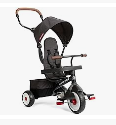 Radio Flyer Tricycle - Radio Flyer Premium Stroll 'N Trike, Black Baby Trike for Ages 1-5 Years, Premium Baby Tricycle