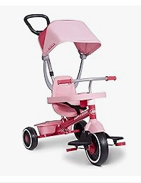 Radio Flyer Tricycle - Radio Flyer Pedal & Push 4-in-1 Stroll 'N Trike, Pink Tricycle, Tricycle for Toddlers Age 1-5, Toddler Bike (Amazon Exclusive)