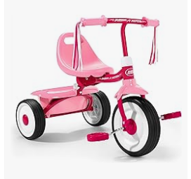 Radio Flyer Tricycle - Radio Flyer 415PS Kids Readily Assembled Steel Framed Adjustable Beginner Fold 2 Go Trike with Spacious Storage Bin and Handle Streamers, Pink