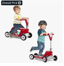 Radio Flyer Tricycle - Radio Flyer Scoot 2 Scooter, Toddler Scooter or Ride On, for Ages 1-4, Red Ride On Toy