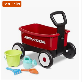 Radio Flyer Tricycle - Radio Flyer My 1st Wagon with Beach and Garden Tools, 2-in-1 Wagon, Age 3+