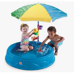 Step2 Water Table - Step2 Play & Shade Pool, Kids Activity Pool with Umbrella, Summer Outdoor Toys, 7 Piece Toy Accessories, For Toddlers 2+