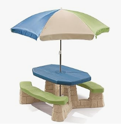 Step2 Water Table - Step2 Indoor-Outdoor Toys - Step2 Naturally Playful Kids Picnic Table with Removable Umbrella, Indoor/Outdoor Toys, Fits 6 Children, Made of Durable Plastic