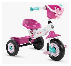 Huffy Bikes - Huffy Disney Minnie Mouse Girl's Trike, Ideal for Ages 3+, Minnie Mouse Graphics, Pink Handlebar Bow Basket, Storage Bins for Snacks