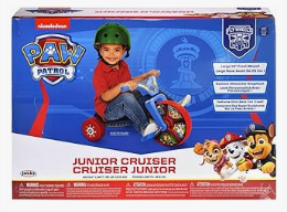 Paw Patrol Toys - Paw Patrol Ride on Toys, Kids Bike & Tricycles, and Scooters - Disney Paw Patrol Fly Wheels Junior Cruiser Ride On - Kids Tricycle with Chase, Skye, Rubble, 10-Inch Front Wheel - Ages 2 to 4