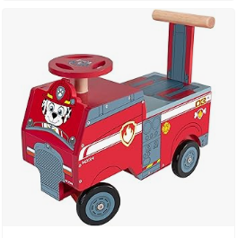 Paw Patrol Toys - Paw Patrol Ride on Toys, Kids Bike & Tricycles, and Scooters - Paw Patrol 137B Wooden Ride On Truck, Marshall, with Under-Seat Storage, Red, Age 3 Years+
