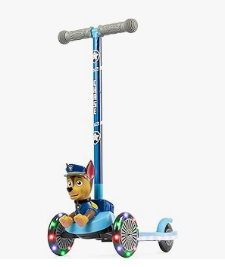Paw Patrol Toys - Paw Patrol Ride on Toys, Kids Bike & Tricycles, and Scooters - Kick Scooter for Kids, Self-Balancing 3 Wheeled Scooter with Light Up Wheels & Deck, Extra Wide Anti-Slip Deck, Rear Brake