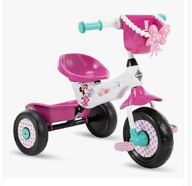 Disney Minnie Mouse - Disney - Baby Bike & Trike, Scooter & Wagons - Huffy Disney Minnie Mouse Girl's Trike, Ideal for Ages 3+, Minnie Mouse Graphics, Pink Handlebar Bow Basket