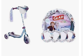 Disney Frozen Bike, Tricycle & Scooter - Huffy Frozen 2 Scooter for Kids, Elsa & Anna Graphics, Plus Glad Disney Frozen Paper Plates