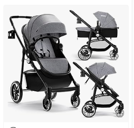 INFANS Baby Stroller & Walker, Tricycle & Bike, Kids Ride on Car - INFANS 2 in 1 Baby Stroller, High Landscape Infant Stroller & Reversible Bassinet Pram