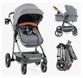 INFANS Baby Stroller & Walker, Tricycle & Bike, Kids Ride on Car - INFANS 2 in 1 Baby Stroller, Newborn Convertible Stroller Bassinet for Infant, Foldable